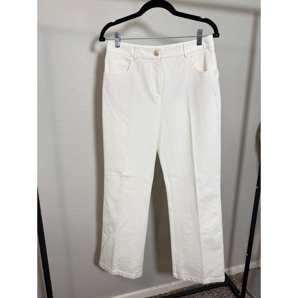 St John Collection Womens White Cotton Blend Straight Leg Denim Pants‎ Size 6
